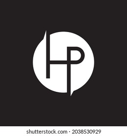 HP initial letter line logo design in circle