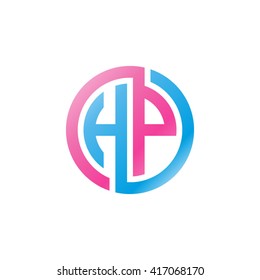 HP initial letters looping linked circle logo blue pink