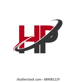 HP initial logo company name colored red and black swoosh design, isolated on white background. vector logo for business and company identity.