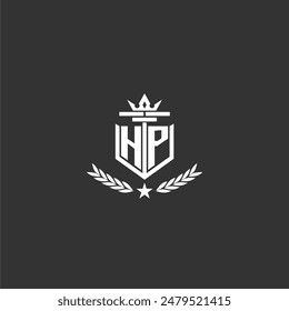 HP initial monogram brand logo design for crown vector image