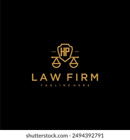 HP initial monogram for lawfirm logo with scales and shield luxury image