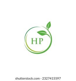 Letra inicial del monograma de HP para el logotipo de la naturaleza con diseño de imagen hoja