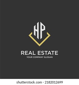 HP initial monogram logo for real estate with polygon style