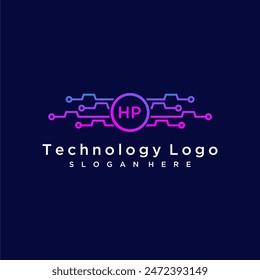 HP initial monogram for technology logo with circle style design