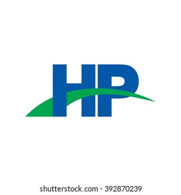 HP initial overlapping swoosh letter logo blue green