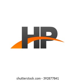 HP initial overlapping swoosh letter logo black orange