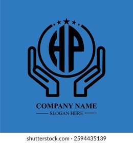 HP initials held within hands, symbolizing trust and protection. The circle represents unity, while stars highlight excellence and ambition.