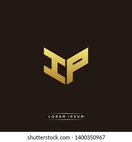 HP / IP Logo Letter Initial Logo Designs Templete with Gold and Black Background