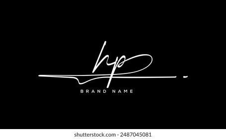 HP letter beauty handwriting vector logo. 