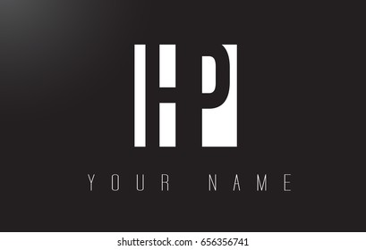 HP Letter Logo With Black and White Letters Negative Space Design.