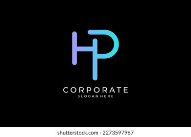 Logotipo de letra HP en estilo de diseño monograma