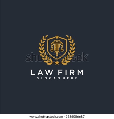 HP letter monogram logo for lawfirm with pillar and leaf image design