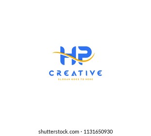 HP letter with swoosh vector logo design