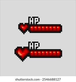 HP life bars, pixel art illustration