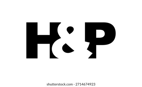 Design do logotipo da HP em estilo arrojado. Símbolo de identidade branco preto. Emblema de tipografia moderna. ícone Marca corporativa. Modelo de negócios mínimo.