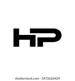 HP logo. H P design. White HP letter. HP, H P letter logo design. Initial letter HP linked circle uppercase monogram logo.