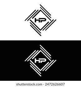 HP logo. H P design. White HP letter. HP, H P letter logo design. Initial letter HP linked circle uppercase monogram logo.