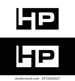 HP logo. H P design. White HP letter. HP, H P letter logo design. Initial letter HP linked circle uppercase monogram logo.