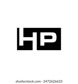 HP logo. H P design. White HP letter. HP, H P letter logo design. Initial letter HP linked circle uppercase monogram logo.