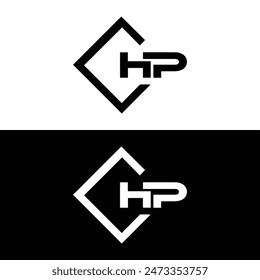 HP logo. H P design. White HP letter. HP, H P letter logo design. Initial letter HP linked circle uppercase monogram logo.