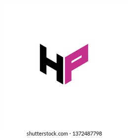 HP Logo Letter Initial With Black and Dark Pink Colors