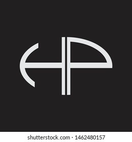 HP Logo letter oval monogram design template with black and white colors