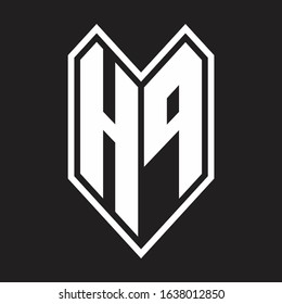 HP Logo monogram with emblem line style isolated on black background