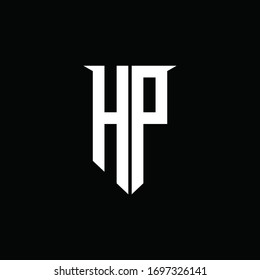 HP logo monogram with emblem shield style design template
