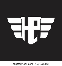 HP Logo monogram with emblem and wings element design template