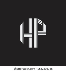 HP Logo monogram with outline style linked isolated on black background