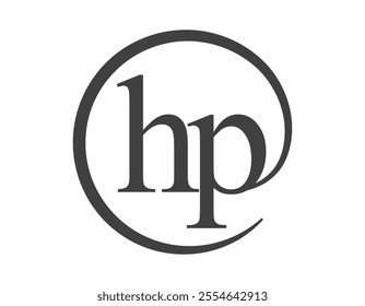 HP logo from two letter with circle shape email sign style. H and P round logotype of business company for brand identity.