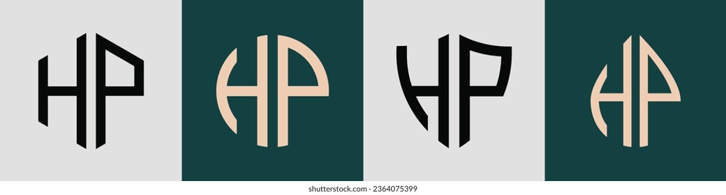 Paquete vectorial de diseño de logotipo de letras iniciales de HP. Será adecuado para qué empresa o nombre de marca inician esas iniciales.
