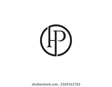 HP modern lettering monogram logo design, HP circle initial lettering logo design. HP Circle Logo Design Template. Abstract letter HP logo