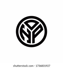 Logo de HP monograma con plantilla de diseño de contorno de círculo aislado en fondo blanco