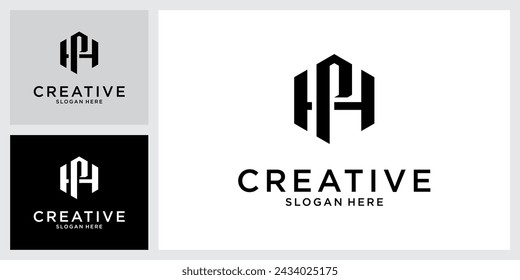 HP or PH initial letter logo design vector.
