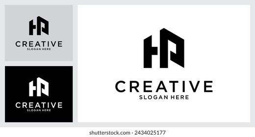 HP or PH initial letter logo design vector.
