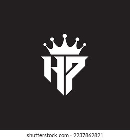 HP or PH logo monogram symbol shield with crown shape design vector