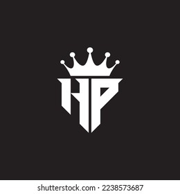 HP or PH logo monogram symbol shield with crown shape design vector