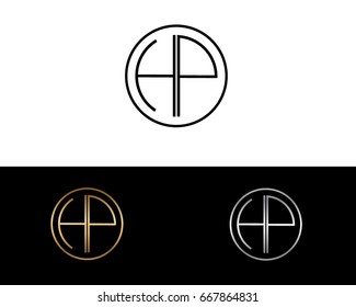HP round circle shape initial letter logo