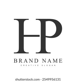 Modelo de logotipo moderno da HP. Estilo de fonte clássico das letras iniciais h e p. Logotipo criativo do nome ou da identidade da empresa. Ilustração vetorial.
