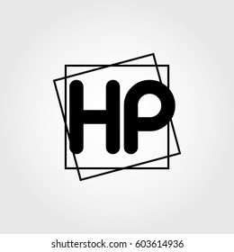 hp uppercase initials square frame business logo