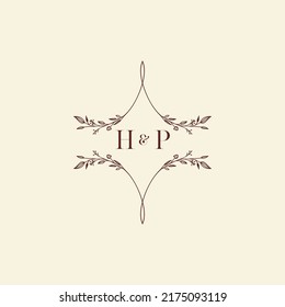 Cartas iniciales del logo de la boda HP en un diseño profesional de alta calidad que se imprimirá bien en cualquier medio impreso