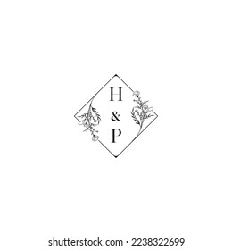 Cartas iniciales del logo de la boda HP en un diseño profesional de alta calidad que se imprimirá bien en cualquier medio impreso