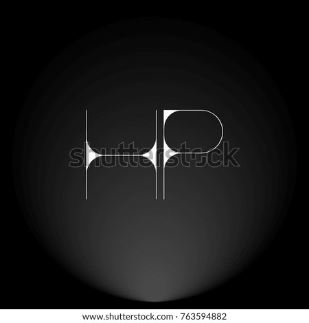 HP White thin minimalist LOGO Design with Highlight on Black Background.