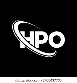 Logotipo de HPO. Carta de HPO. Diseño de logotipo de la letra de HPO. Logotipo de HPO inicial vinculado con el círculo y el logotipo del monograma en mayúsculas. Tipografía HPO para tecnología, negocio y marca inmobiliaria.
