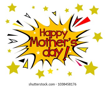 Hppy mother's day, sign with comic cloud or bubble