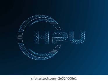 Diseño de Vector de logotipo de letra de polietileno baja de HPU. Diseño de logotipo de poliéster inferior de HPU. 
