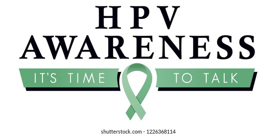 HPV Awareness Ribbon, Logo to Create Human Papillomavirus Awareness, Public Health Education Symbol, STD Prevention, Vector Graphic, It's Time To Talk About HPV Campaign Icon, Virus Discussion Emblem