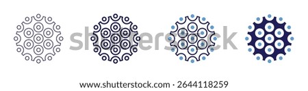Hpv icon in 4 different styles. Thin Line, Line, Bold Line, Duotone. Duotone style. Editable stroke.