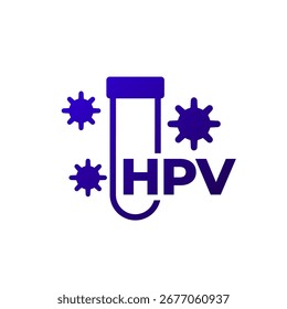 HPV icon with test tube, human papillomavirus